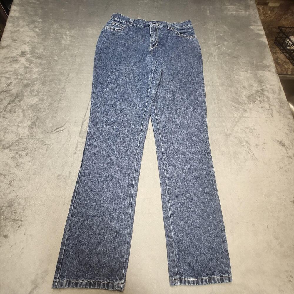 Lee Jeans Womens 4 Blue Straight Relaxed Fit Mid Rise Medium Wash Denim